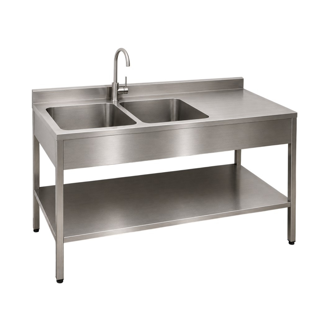 [COD: FA-MT02] Mesa de trabajo con fregadero doble